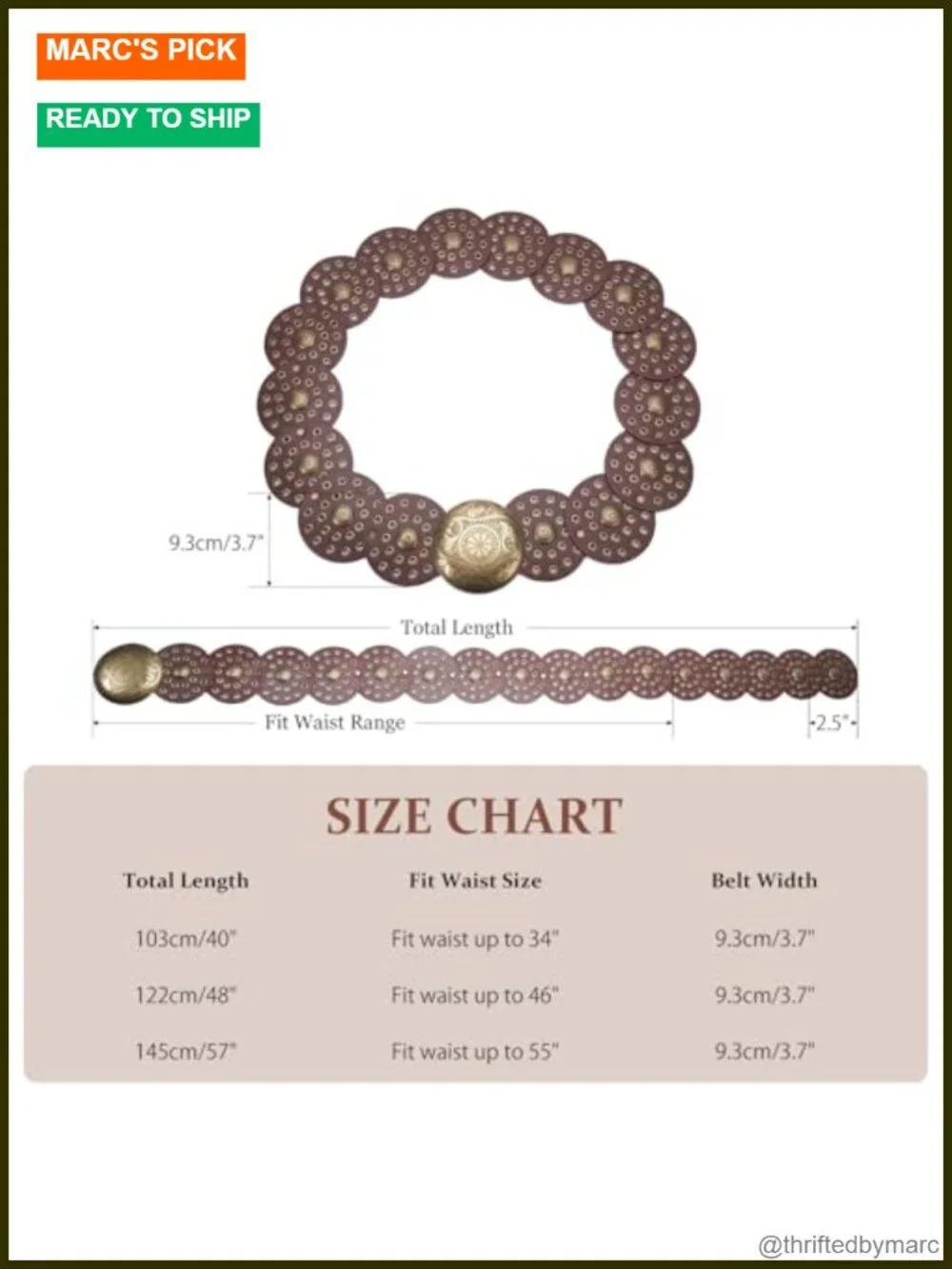 Wide Faux Leather Western Belt with Concho Buckle and Disc